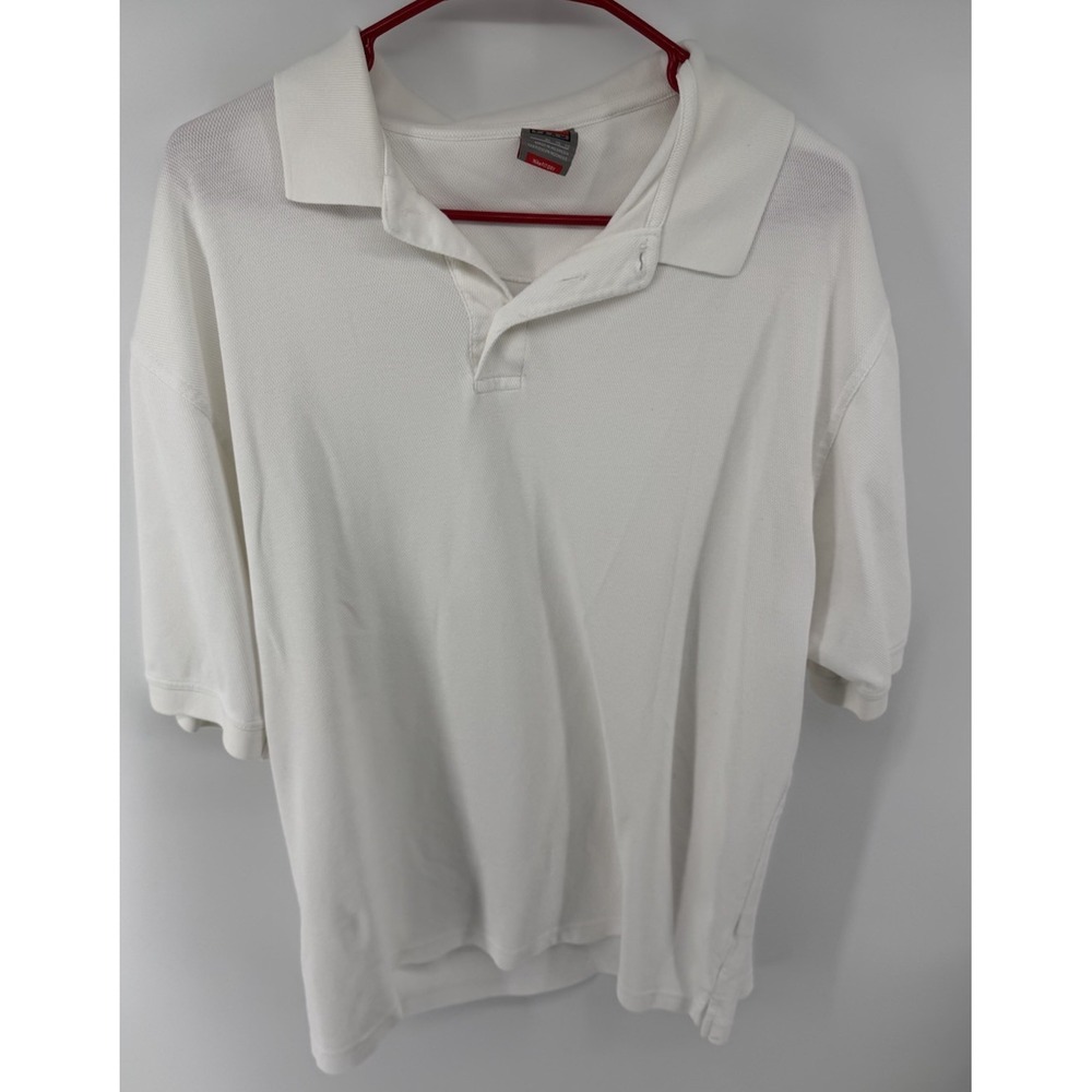 Nike Team Men's XL White Pique Polo Shirt Short Sleeve Embroidered Swoosh